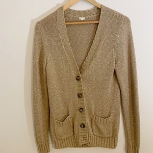 💗J. Crew Metallic Gold V-Neck Cardigan💗